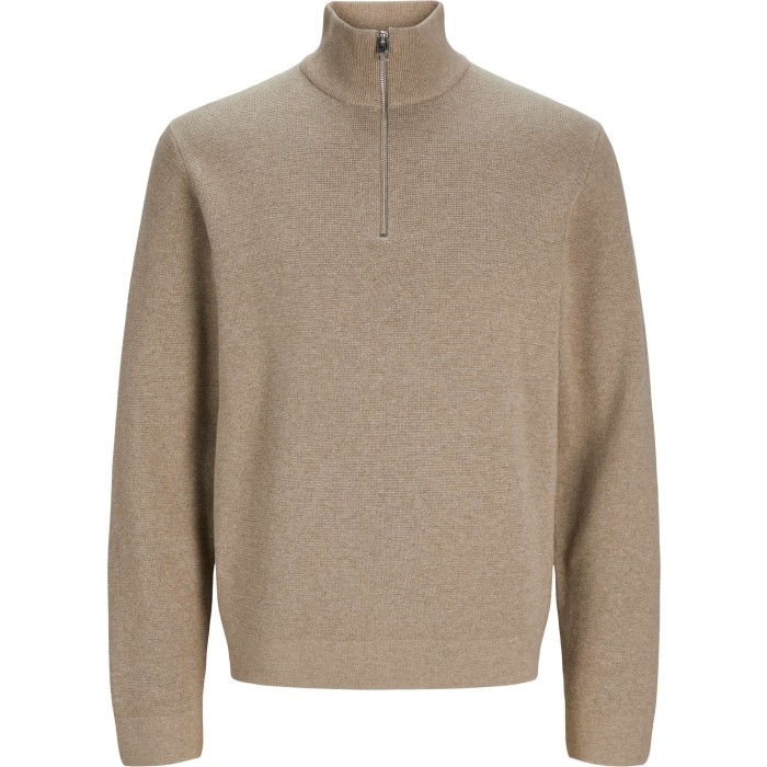 JPRBLAMILANO STITCH KNIT HALF ZIP SN Peat/Melange