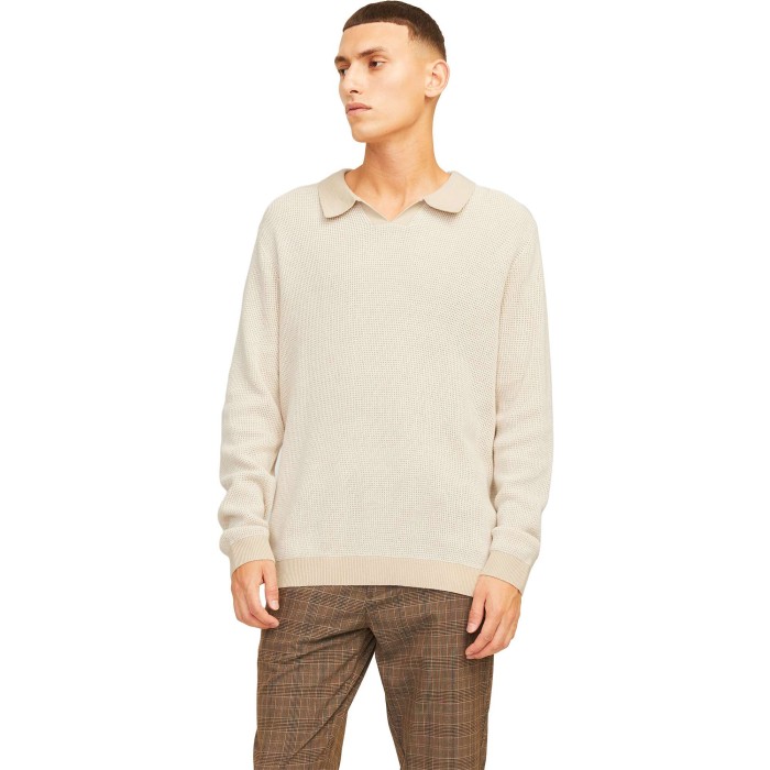 JPRBLABANI KNIT SPLIT NECK LS Summer Sand