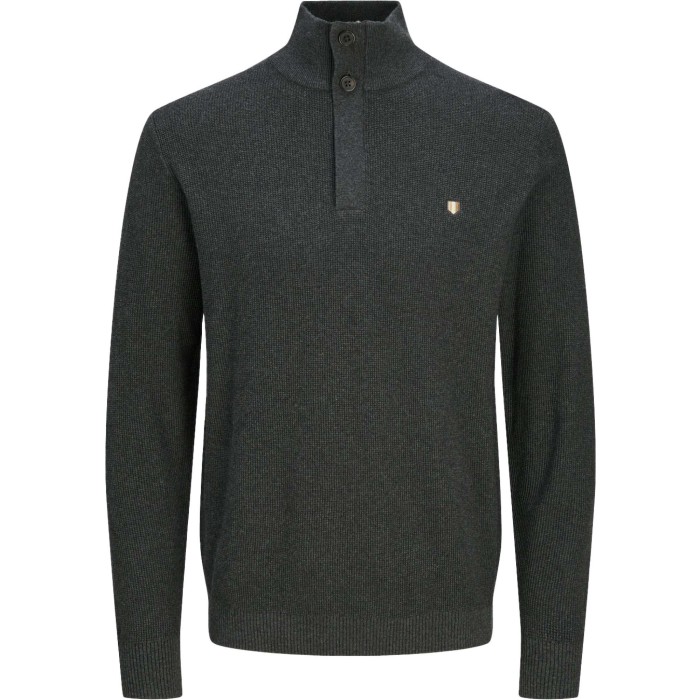 JPRBLURONY KNIT HALF ZIP Dark Grey Melange