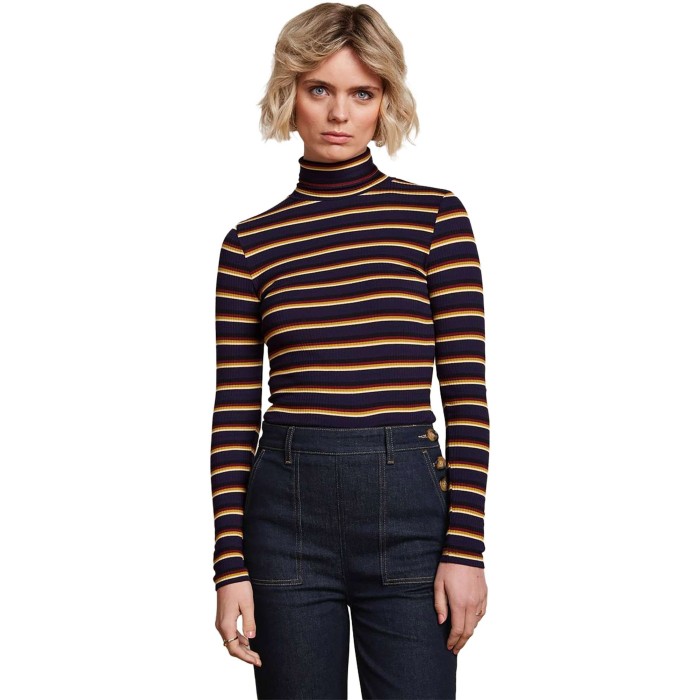 Rollneck Top Century Stripe Evening Blue