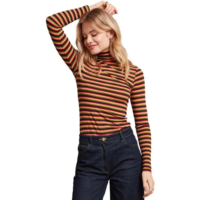 Rollneck Top Mimmi Stripe Cabernet Red