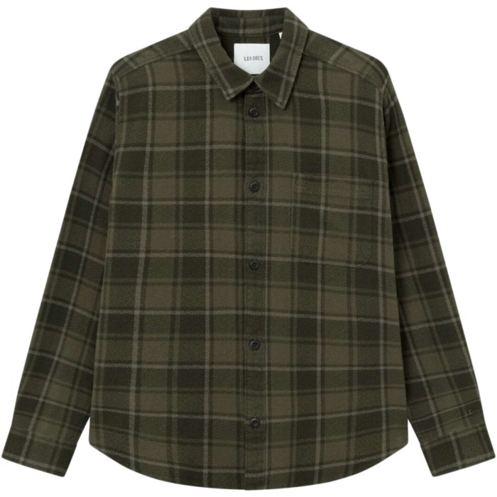 Kash check shirt olive night/ f.green