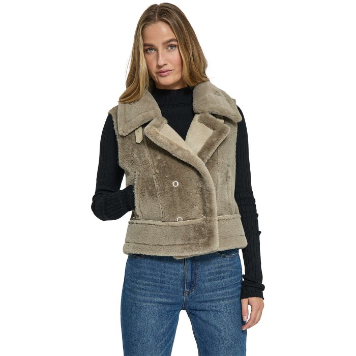 MSPat Faux Fur Vest Winter Twig Sand