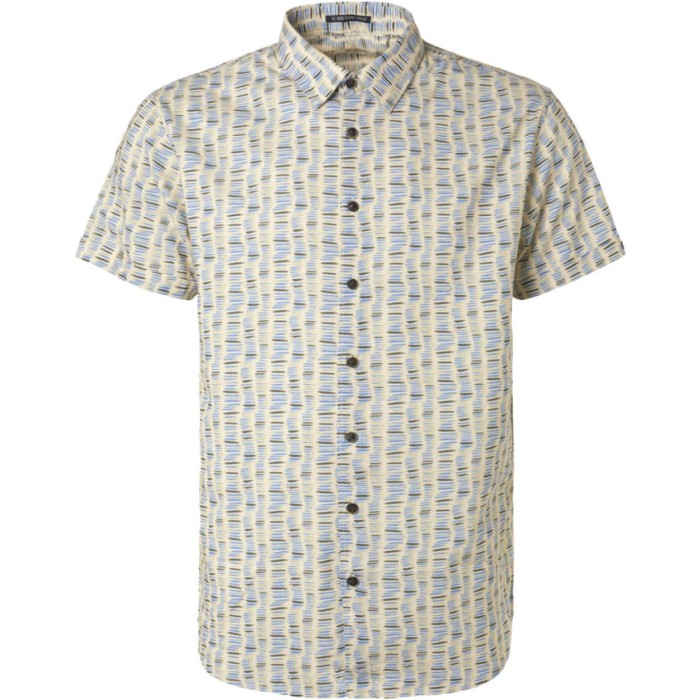 Shirt short sleeve allover printed washed blue