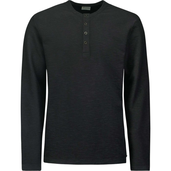 T-Shirt Long Sleeve Granddad Slub M Black