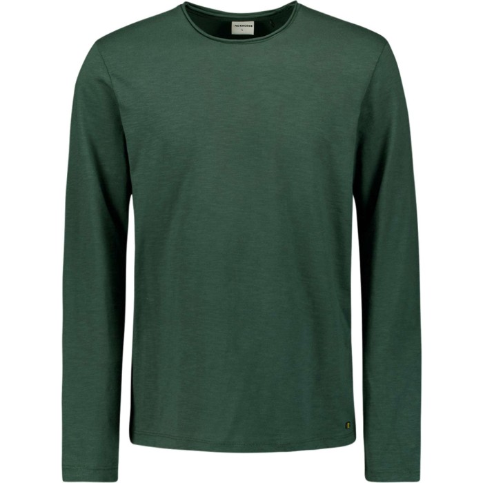 T-Shirt Long Sleeve Crewneck Slub Dark Green