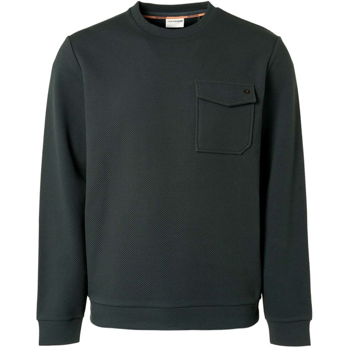 Sweater ronde hals crewneck jacquard dark steel