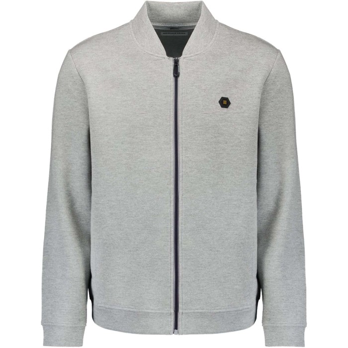 Sweater Full Zipper Pique Bomber Grey Melange