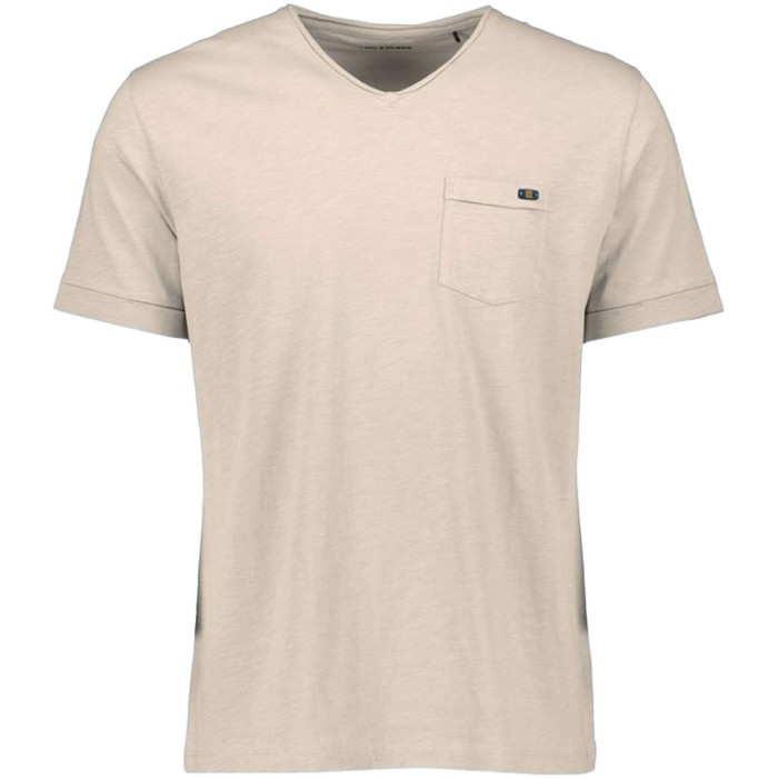 T-shirt korte mouw v-hals cream