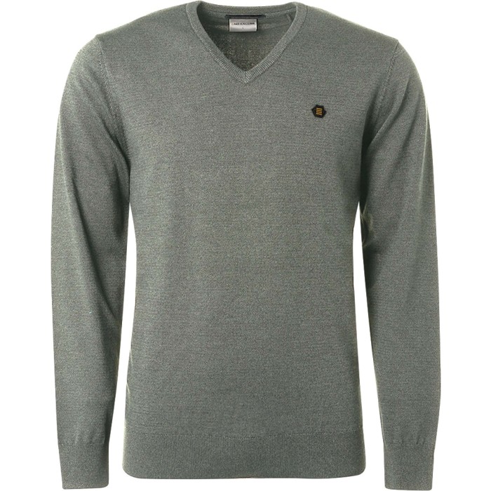 Pullover V-neck 2 Coloured Melange Smoke