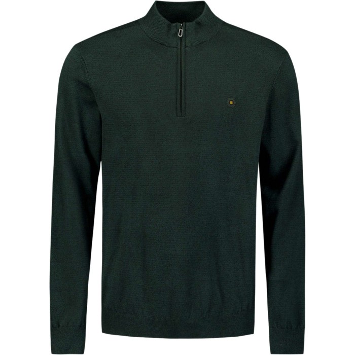 Pullover Half Zip 2 Coloured Melang Dark Green