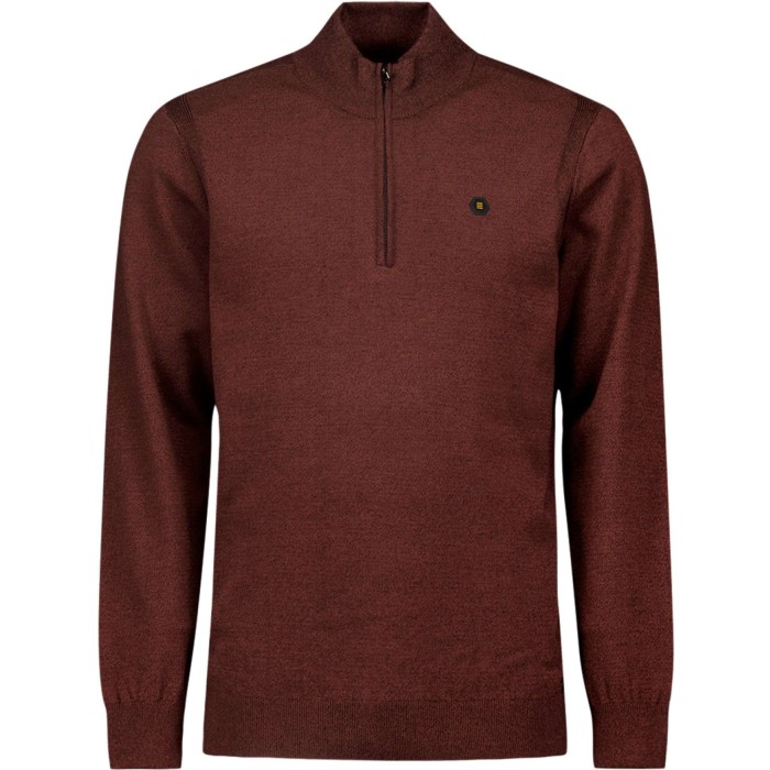 Pullover Half Zip 2 Coloured Melang Rusty