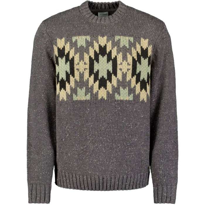 Pullover Crewneck Jacquard Pattern Dark Grey