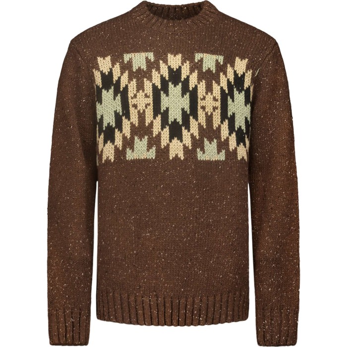 Pullover Crewneck Jacquard Pattern Brown