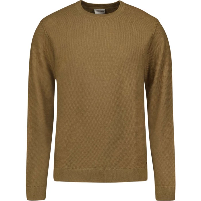 Pullover Crewneck Solid Jacquard Khaki