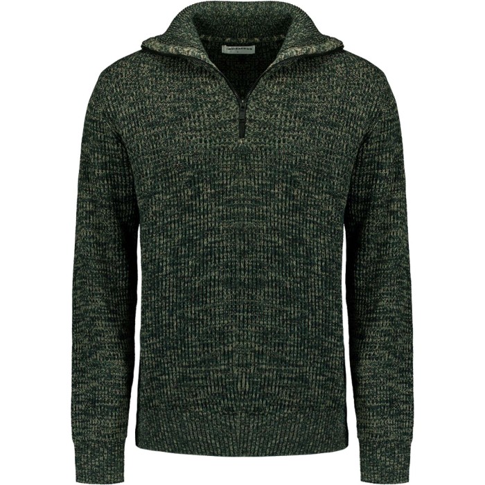 Pullover Half Zipper High Neck 3 Co Dark Green