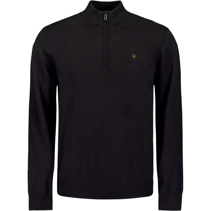 Pullover Half Zip 2 Coloured Melang Black