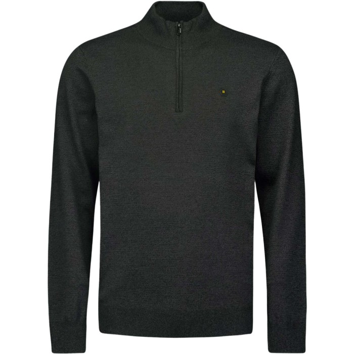 Pullover Half Zip 2 Coloured Melang Dark Grey