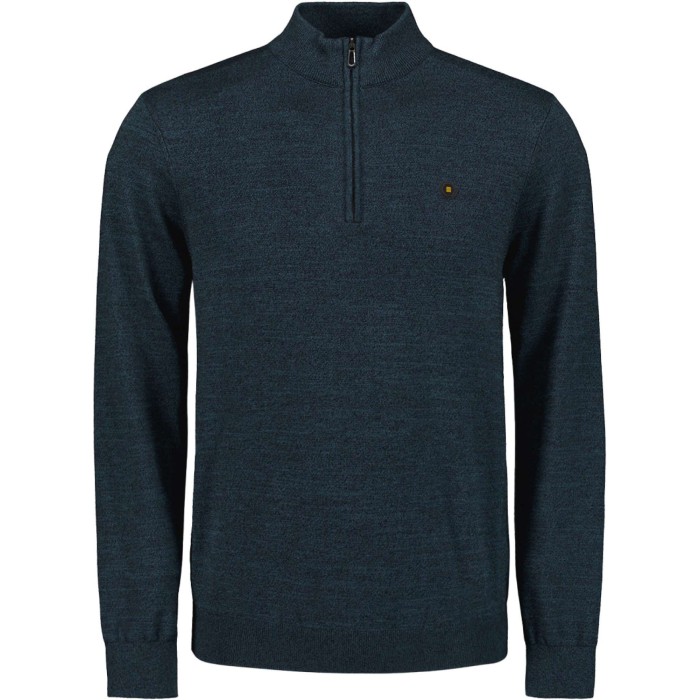 Pullover Half Zip 2 Coloured Melang Navy