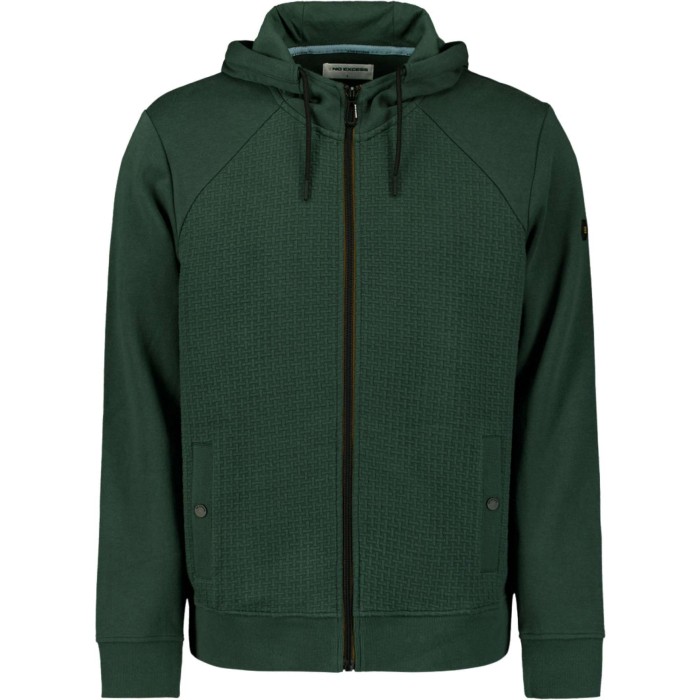 Sweater Hooded Full Zipper Double L Dark Green