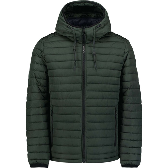 Jacket Hooded Short Fit Padded Dark Moss