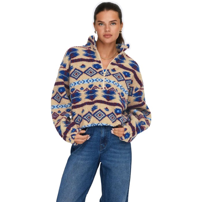 ONLJANNE AZTEC TEDDY L/S HALFZIP CC SWT Marzipan/C