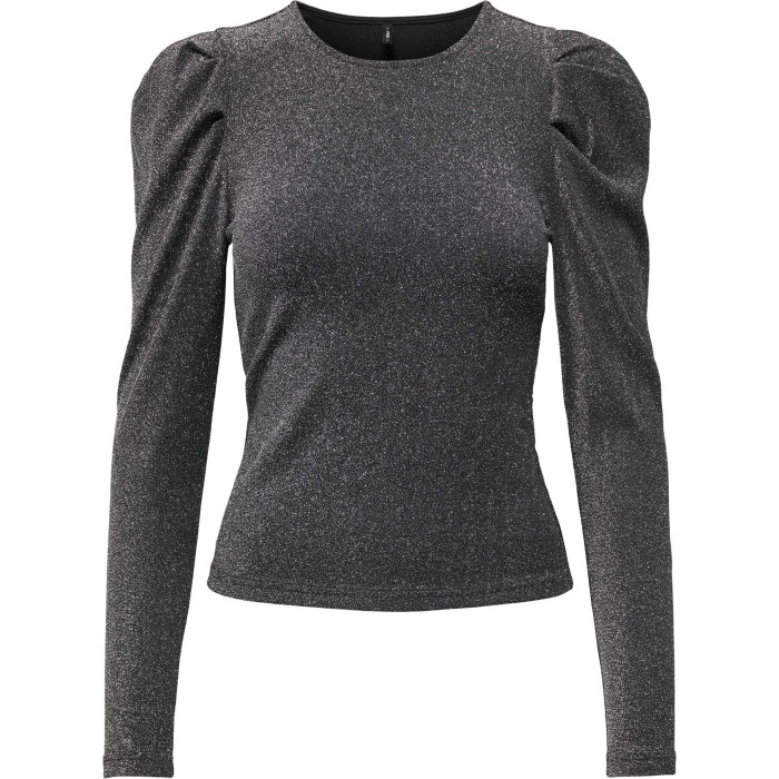 ONLRICH L/S GLITTER PUFF TOP JRS Black/Silver glit