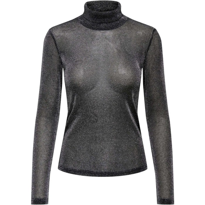 ONLAMERA GLITTER L/S ROLLNECK JRS Black/Silver gli