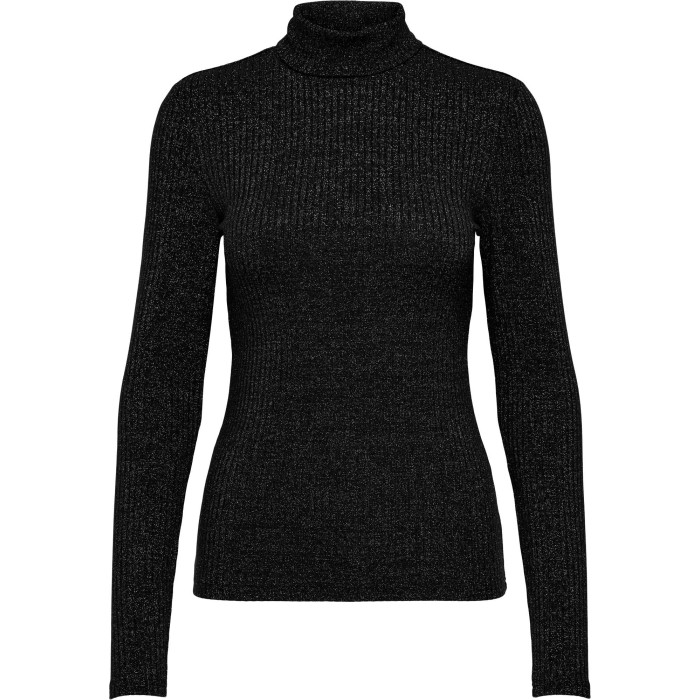 ONLBIANCA L/S ROLL NECK TOP JRS Black/Silver glitt