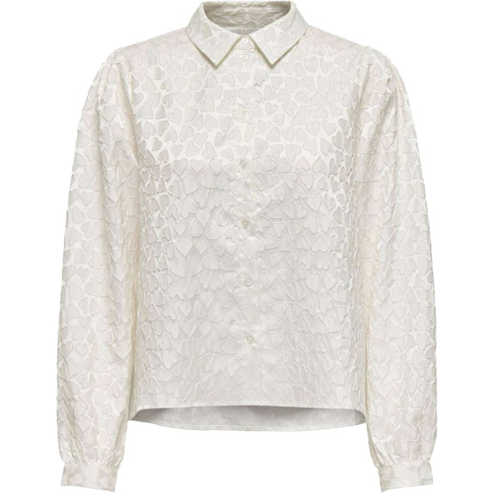 ONLVICKI LS SHIRT WVN Cloud Dancer/HEARTS