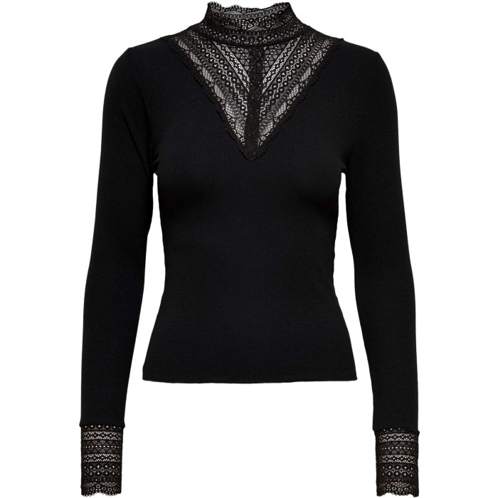 Onltilde l/s high neck lace top jrs noos black/bla