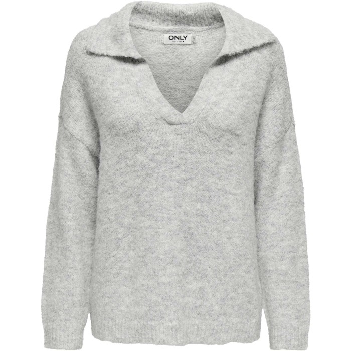 ONLMAGGIE LIFE LS SPLIT NECK CC KNT Light Grey Mel