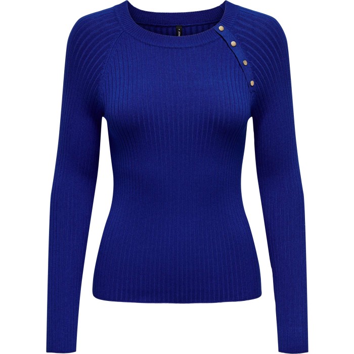 ONLMEDDI LS BUTTON DETAIL O-NECK Sodalite Blue