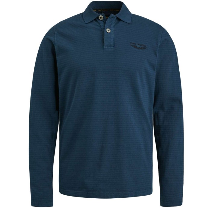 Long sleeve polo subtle stripe salute