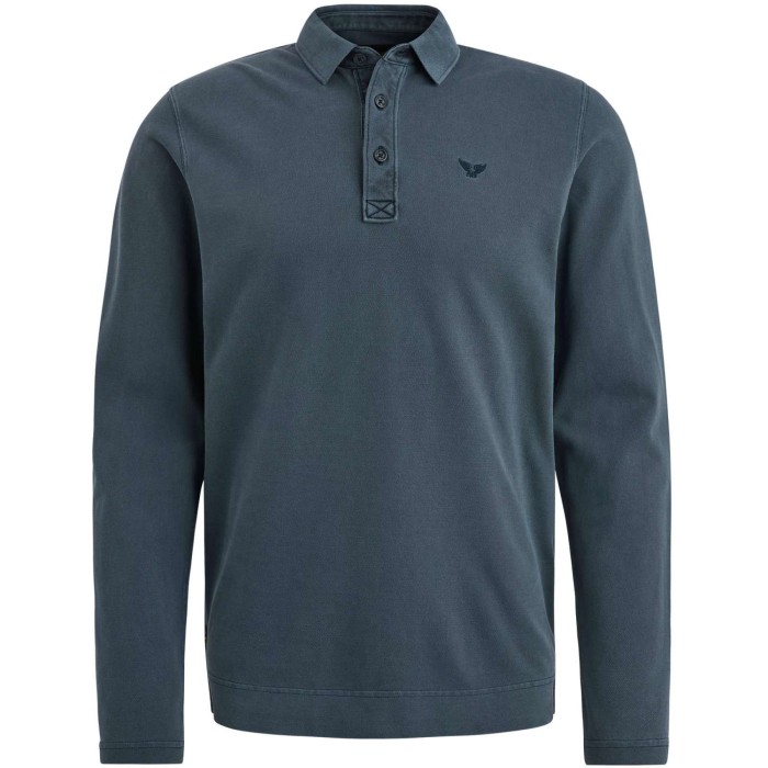 Long sleeve polo pique garment dye Salute