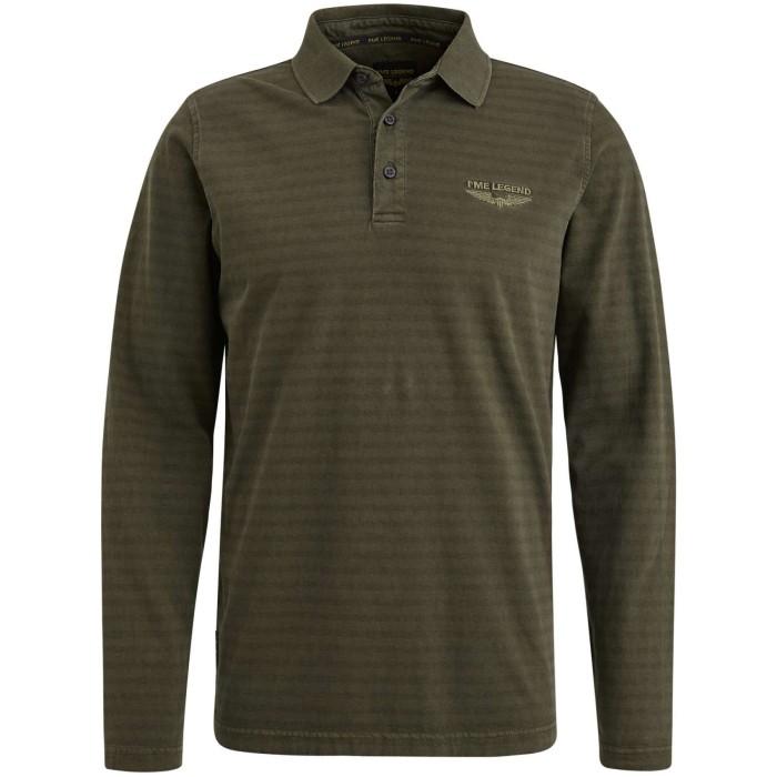 Long sleeve polo Subtle stripe Rosin