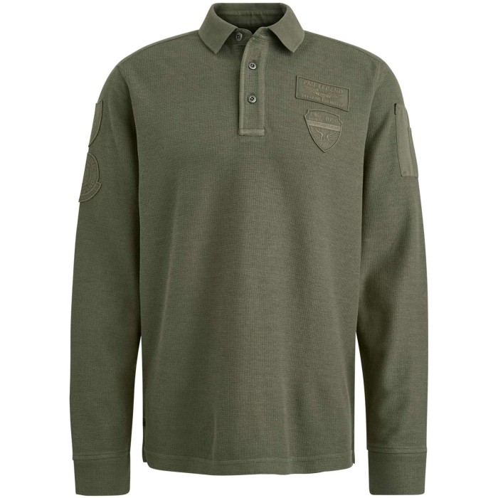 Long sleeve polo Cargo style Olive Night