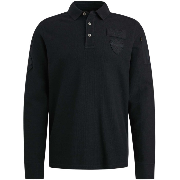 Long sleeve polo Cargo style Black