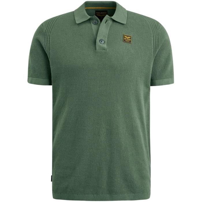 Polo korte mouw gebreid deep lichen green