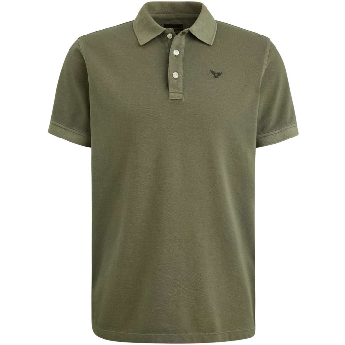 Polo korte mouw pique garment dyed ivy green