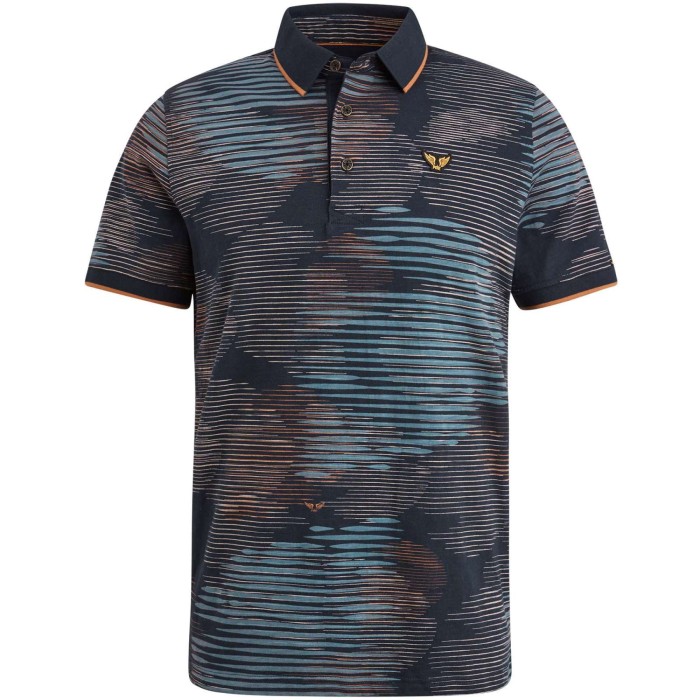 Polo korte mouw met allover print salute blue