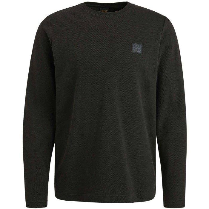 Long sleeve r-neck mesh interlock Black