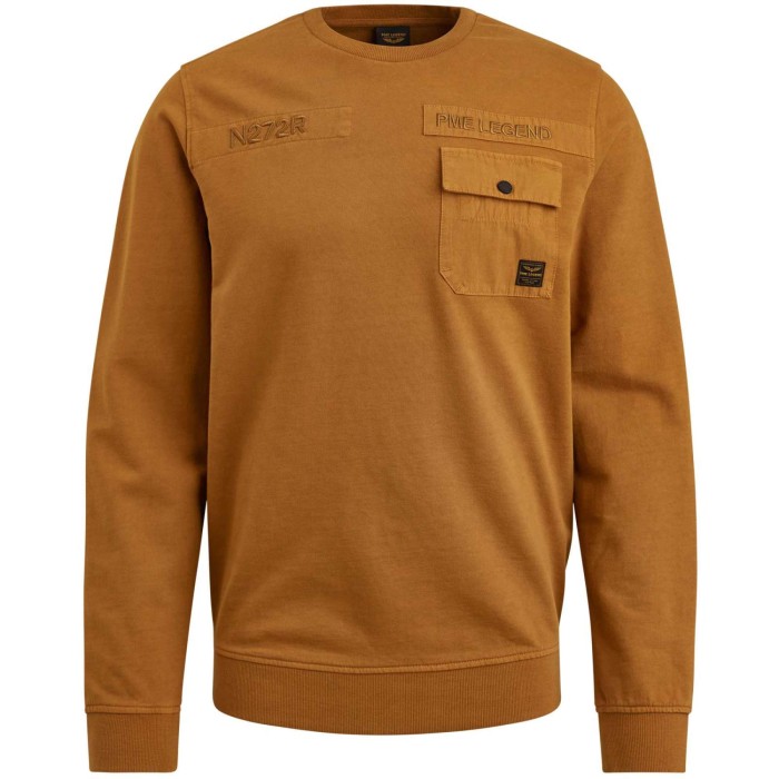 Crewneck light terry garment dyed cathay spice