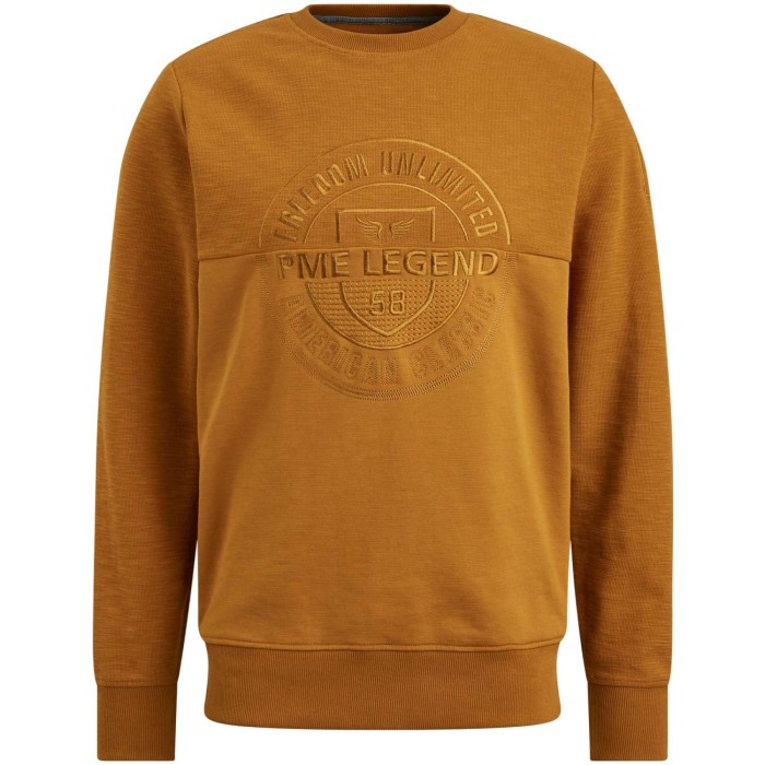 Crewneck slub-look jacquard sweat cathay spice