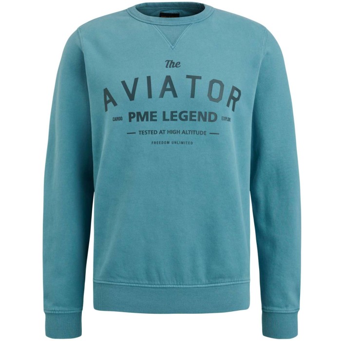 Crewneck gd terry with spray smoke blue