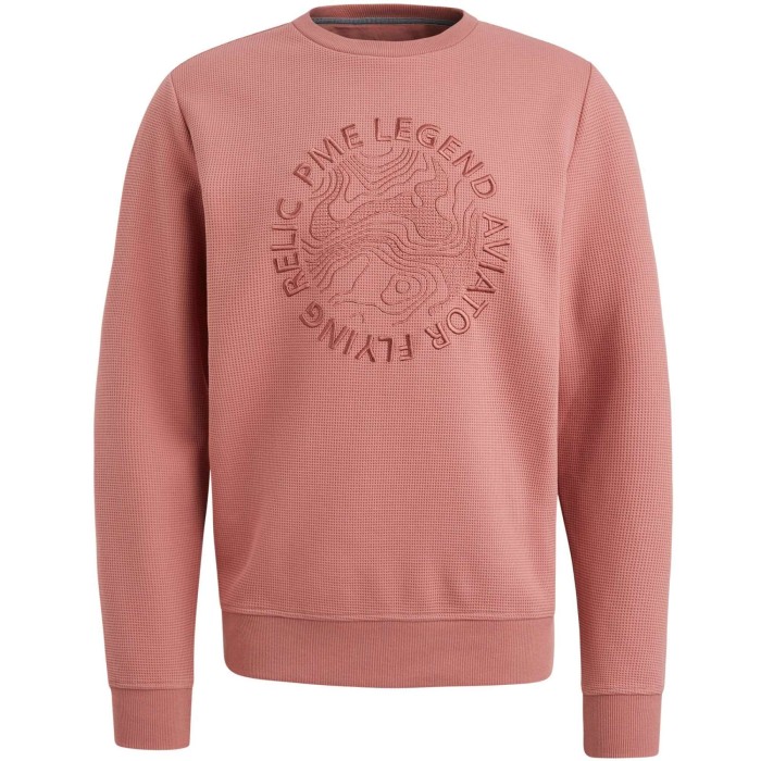 Crewneck waffle jersey Dusty Rose