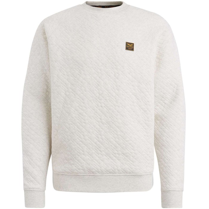 Crewneck cable jacquard sweat Bone White Melee