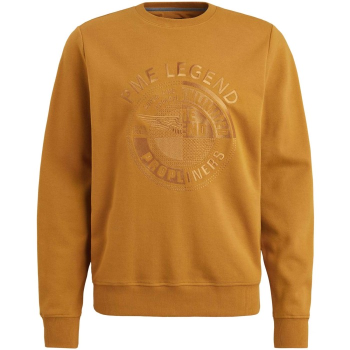 Crewneck pique double face sweat Buckthorne Brown