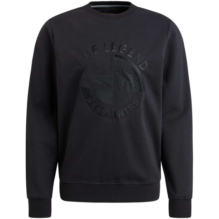 Crewneck pique double face sweat Black