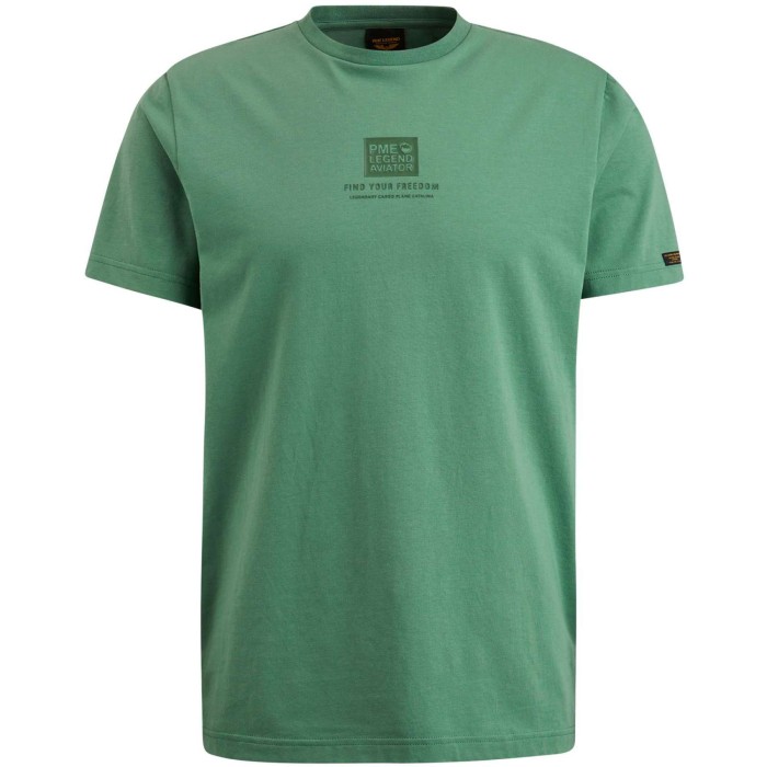 T-shirt korte mouw ronde hals stretch comfrey